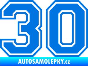 Samolepka Startovní číslo 30 typ 4 modrá oceán