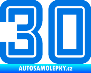 Samolepka Startovní číslo 30 typ 7 modrá oceán