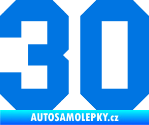 Samolepka Startovní číslo 30 modrá oceán