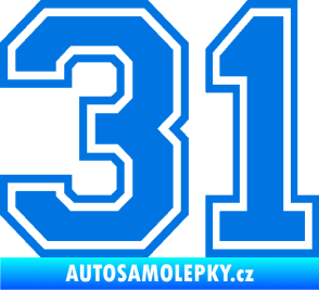 Samolepka Startovní číslo 31 typ 4 modrá oceán