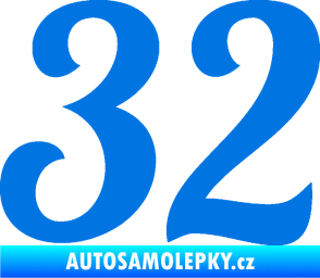 Samolepka Startovní číslo 32 typ 3 modrá oceán
