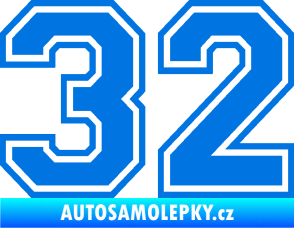 Samolepka Startovní číslo 32 typ 4 modrá oceán