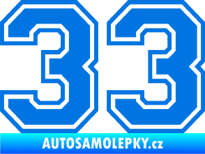 Samolepka Startovní číslo 33 typ 4 modrá oceán