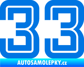Samolepka Startovní číslo 33 typ 7 modrá oceán
