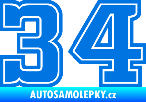 Samolepka Startovní číslo 34 typ 5 modrá oceán