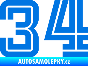 Samolepka Startovní číslo 34 typ 7 modrá oceán