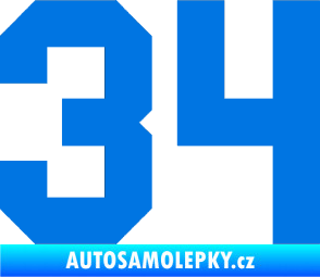 Samolepka Startovní číslo 34 modrá oceán