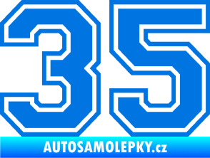 Samolepka Startovní číslo 35 typ 4 modrá oceán