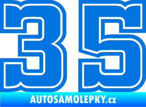 Samolepka Startovní číslo 35 typ 5 modrá oceán