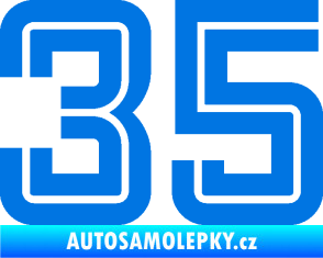 Samolepka Startovní číslo 35 typ 7 modrá oceán