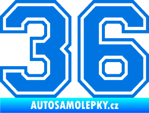 Samolepka Startovní číslo 36 typ 4 modrá oceán