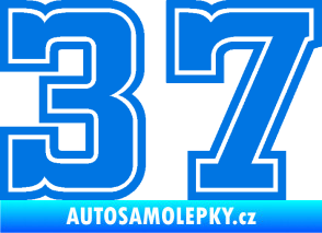 Samolepka Startovní číslo 37 typ 5 modrá oceán
