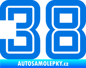 Samolepka Startovní číslo 38 typ 7 modrá oceán