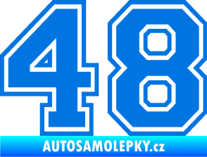 Samolepka Startovní číslo 48 typ 4 modrá oceán