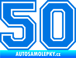 Samolepka Startovní číslo 50 typ 4 modrá oceán