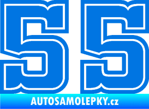 Samolepka Startovní číslo 55 typ 5 modrá oceán