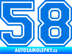 Samolepka Startovní číslo 58 typ 4 modrá oceán