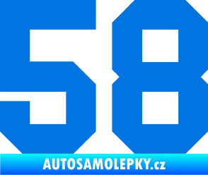 Samolepka Startovní číslo 58 modrá oceán