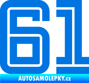 Samolepka Startovní číslo 61 typ 7 modrá oceán