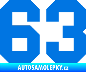 Samolepka Startovní číslo 63 modrá oceán