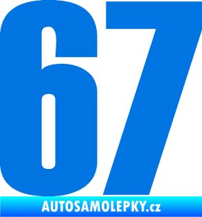 Samolepka Startovní číslo 67 typ 2      modrá oceán