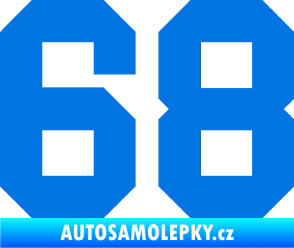 Samolepka Startovní číslo 68 modrá oceán