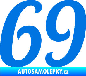 Samolepka Startovní číslo 69 typ 3 modrá oceán