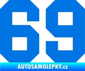 Samolepka Startovní číslo 69 modrá oceán