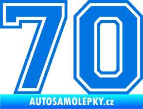 Samolepka Startovní číslo 70 typ 4 modrá oceán