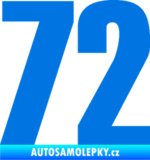 Samolepka Startovní číslo 72 typ 2   modrá oceán