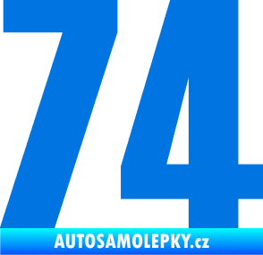 Samolepka Startovní číslo 74 typ 2     modrá oceán