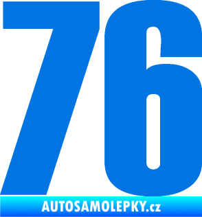Samolepka Startovní číslo 76 typ 2       modrá oceán