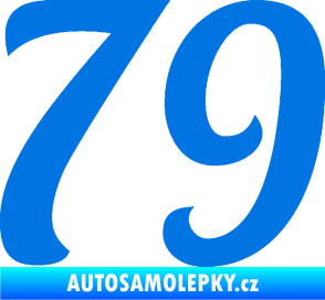 Samolepka Startovní číslo 79 typ 3   modrá oceán