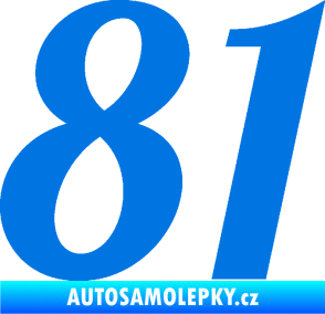 Samolepka Startovní číslo 81 typ 3   modrá oceán