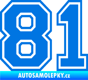 Samolepka Startovní číslo 81 typ 4 modrá oceán