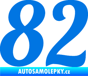 Samolepka Startovní číslo 82 typ 3   modrá oceán