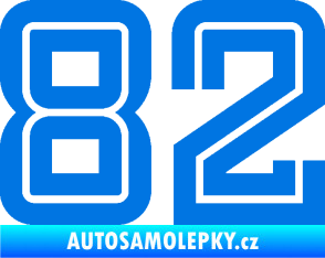 Samolepka Startovní číslo 82 typ 7 modrá oceán