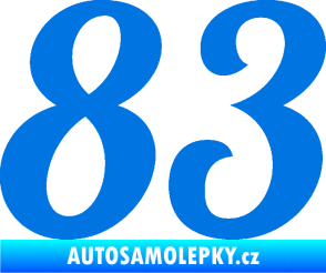 Samolepka Startovní číslo 83 typ 3   modrá oceán