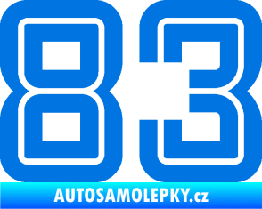 Samolepka Startovní číslo 83 typ 7 modrá oceán