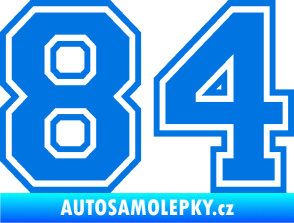 Samolepka Startovní číslo 84 typ 4 modrá oceán