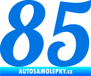 Samolepka Startovní číslo 85 typ 3   modrá oceán