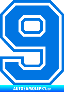 Samolepka Startovní číslo 9 typ 4 modrá oceán