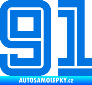 Samolepka Startovní číslo 91 typ 7 modrá oceán