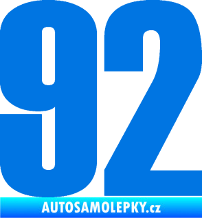 Samolepka Startovní číslo 92 typ 2  modrá oceán