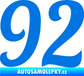 Samolepka Startovní číslo 92 typ 3   modrá oceán