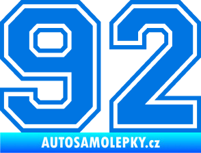 Samolepka Startovní číslo 92 typ 4 modrá oceán