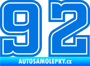 Samolepka Startovní číslo 92 typ 5 modrá oceán
