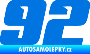 Samolepka Startovní číslo 92 typ 6 modrá oceán