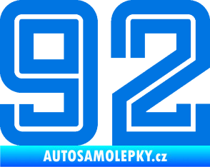 Samolepka Startovní číslo 92 typ 7 modrá oceán