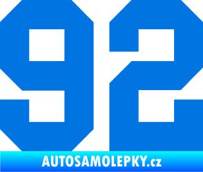 Samolepka Startovní číslo 92 modrá oceán